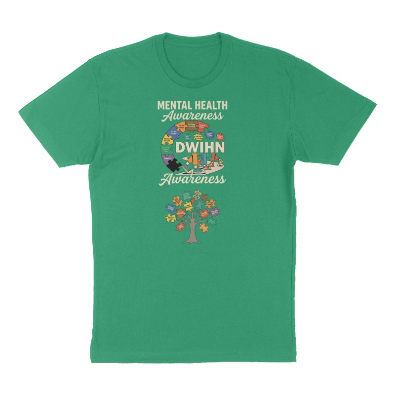 Custom t-shirt: "Mental health awareness ", Front print, green shirt