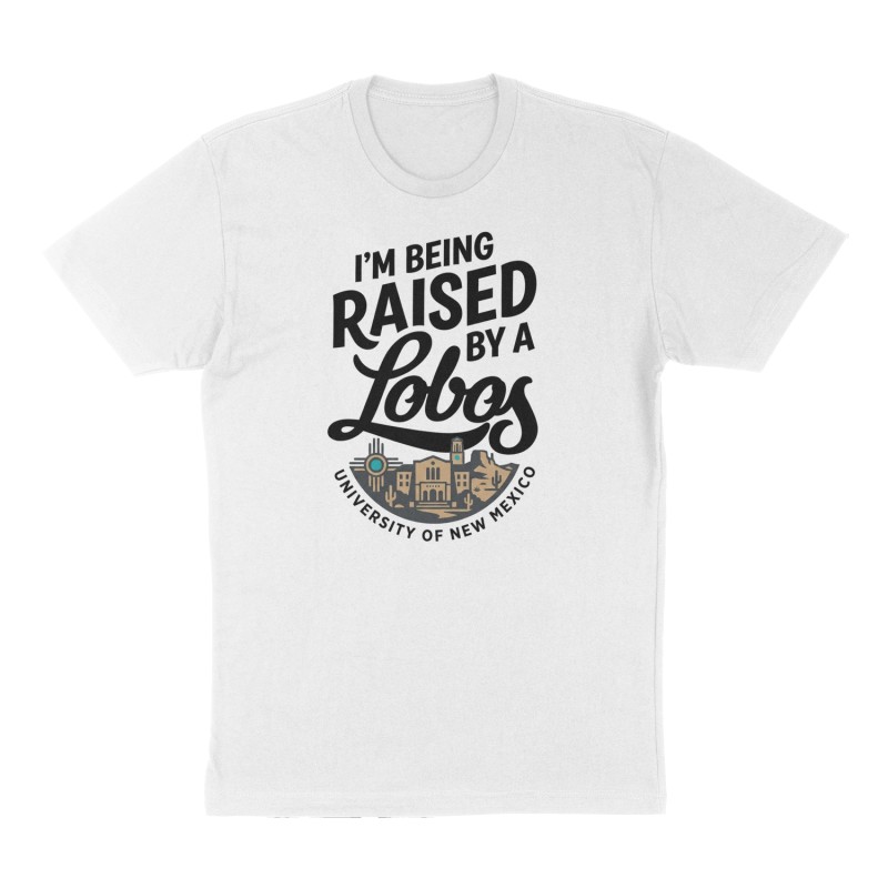Custom t-shirt: "I'm being raised by a lobo", Front print, white shirt