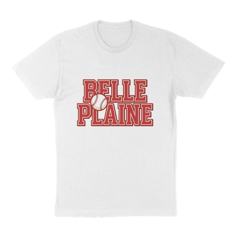 Custom t-shirt: "Belle Plaine", Front print, white shirt