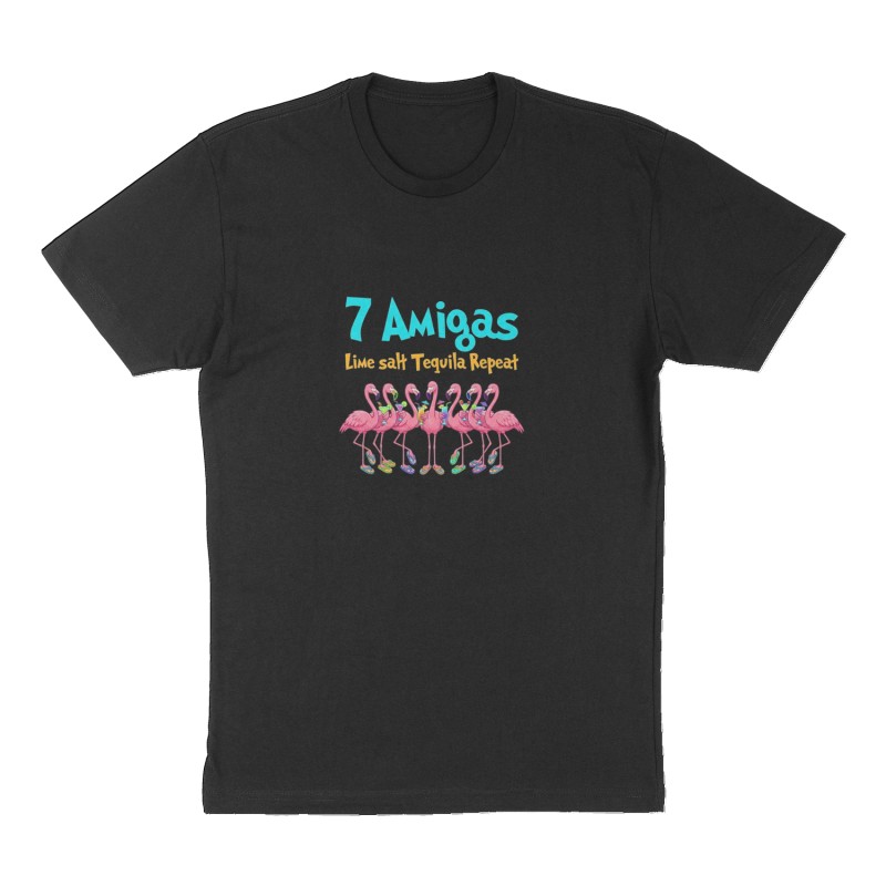 Custom t-shirt: "7 Amigas ", Front print, black shirt