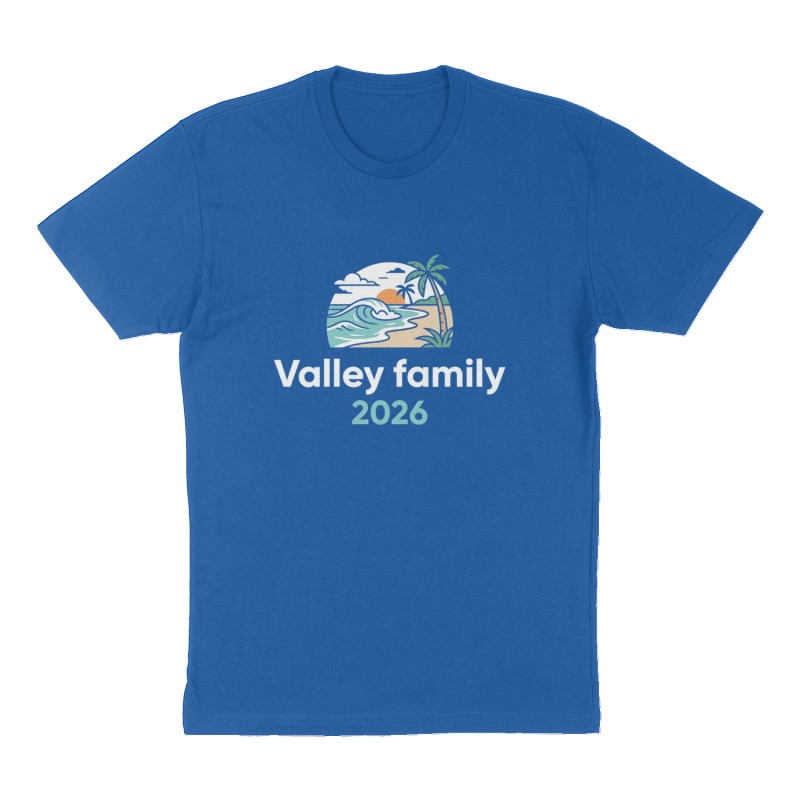 Custom t-shirt: "Valley family", Front print, royal-blue shirt