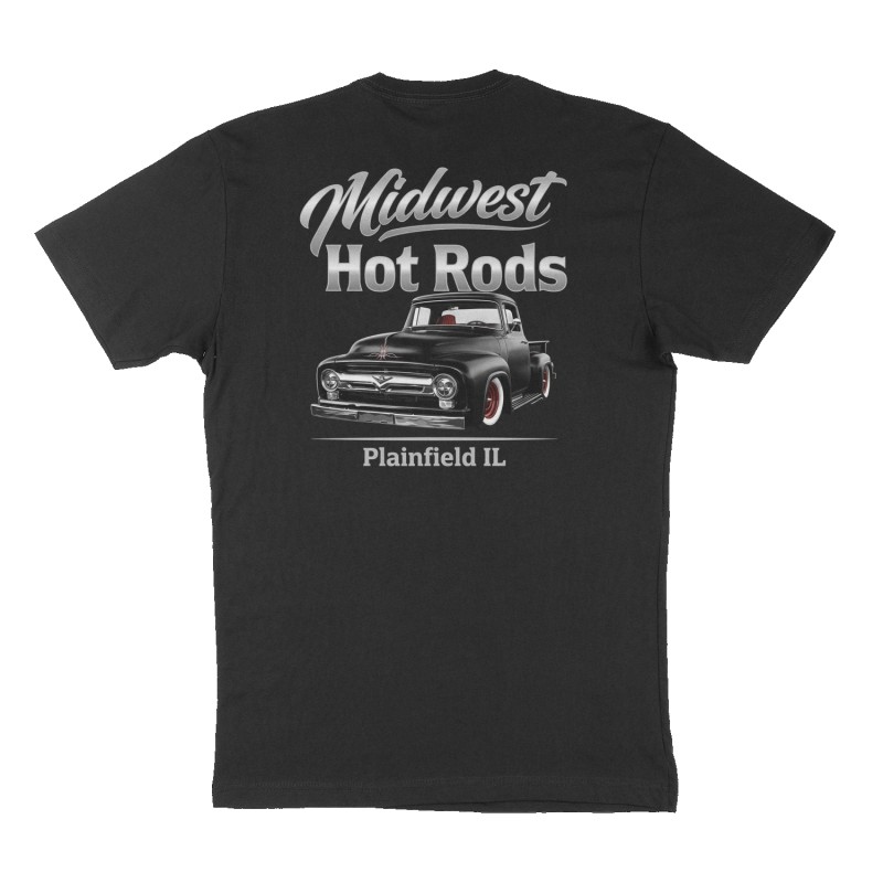 Custom t-shirt: "Midwest Hot Rods ", Back print, black shirt