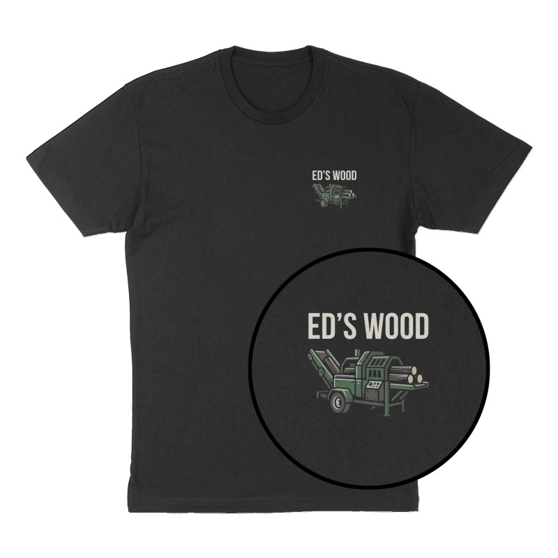 Custom t-shirt: "Ed’s Wood ", Left Chest print, black shirt