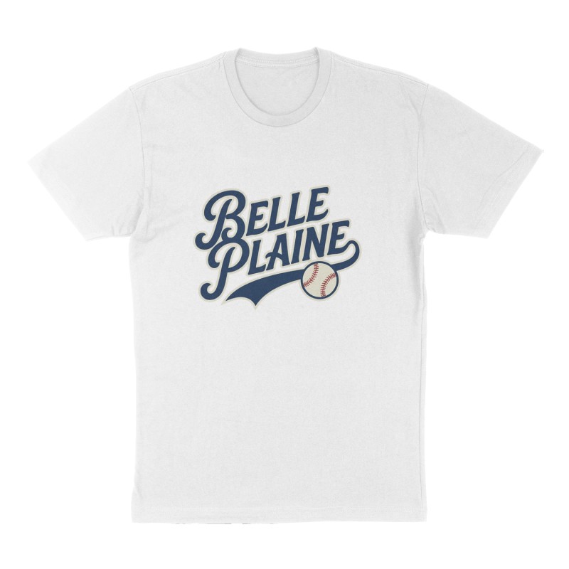 Custom t-shirt: "Belle Plaine", Front print, white shirt