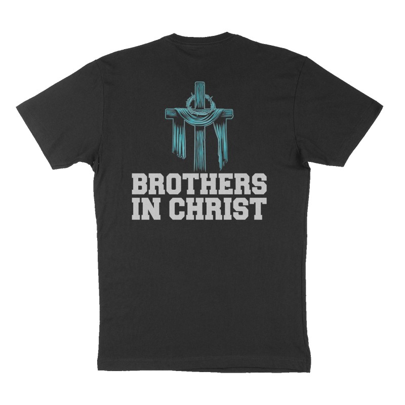Custom t-shirt: "Brothers In Christ", Back print, black shirt