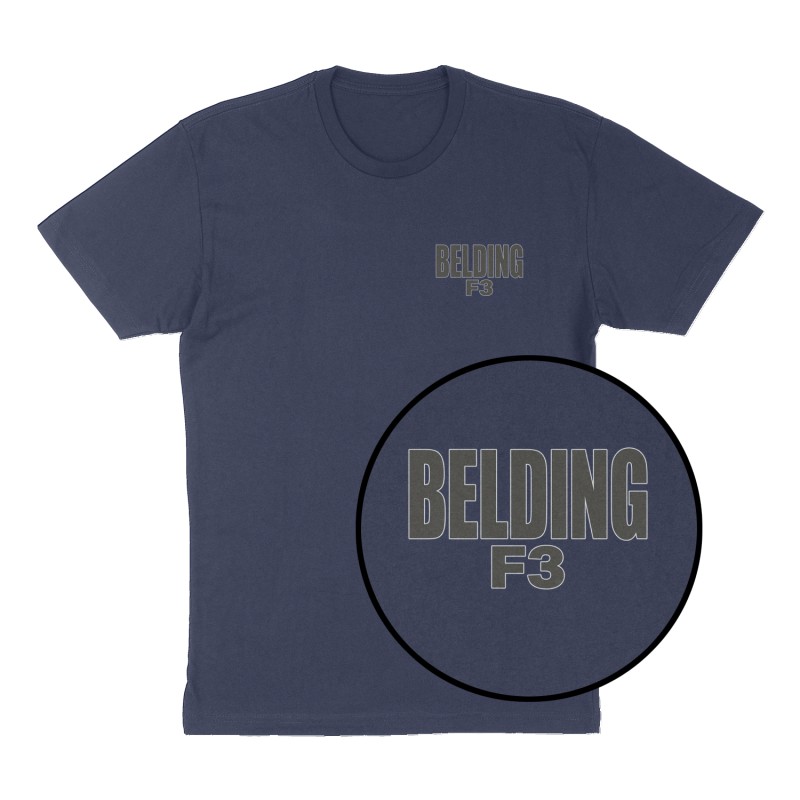 Custom t-shirt: "Belding", Left Chest print, navy shirt