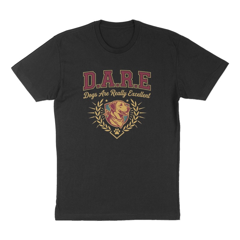 Custom t-shirt: "D.A.R.E.", Front print, black shirt