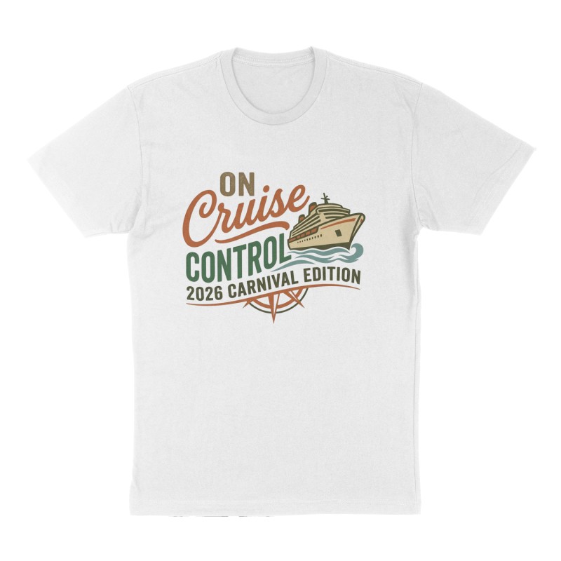Custom t-shirt: "On Cruise Control", Front print, white shirt