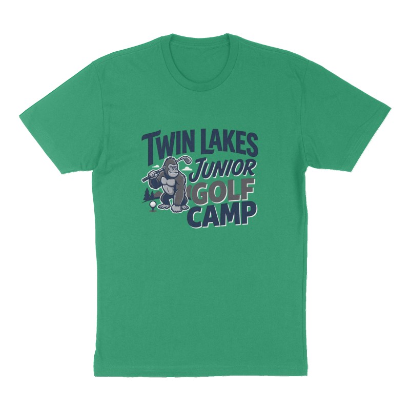 Custom t-shirt: "Twin Lakes Junior Golf Camp", Front print, green shirt