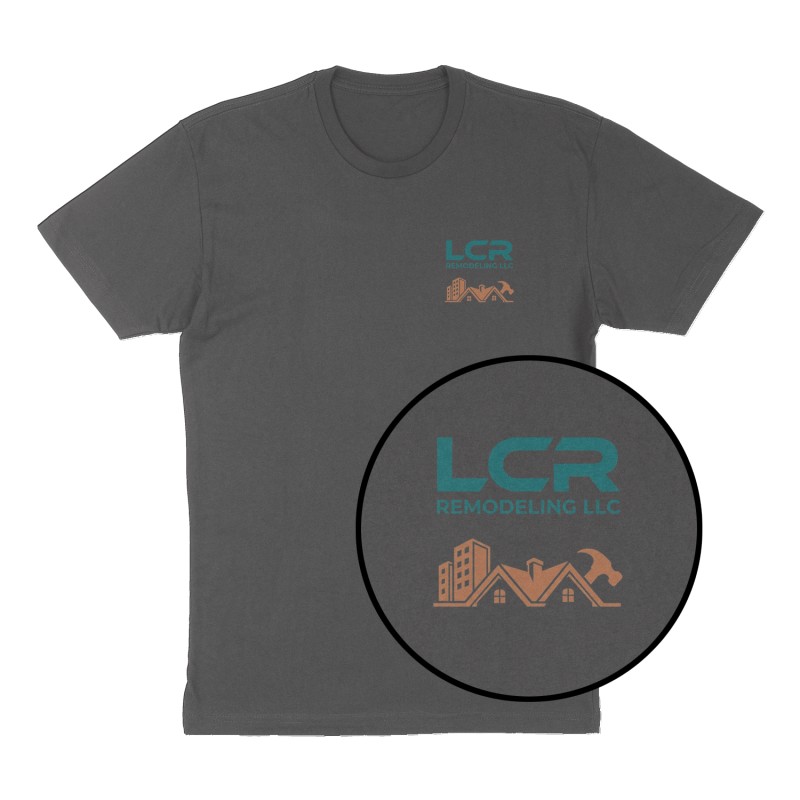 Custom t-shirt: "LCR Remodeling LLC", Left Chest print, charcoal shirt