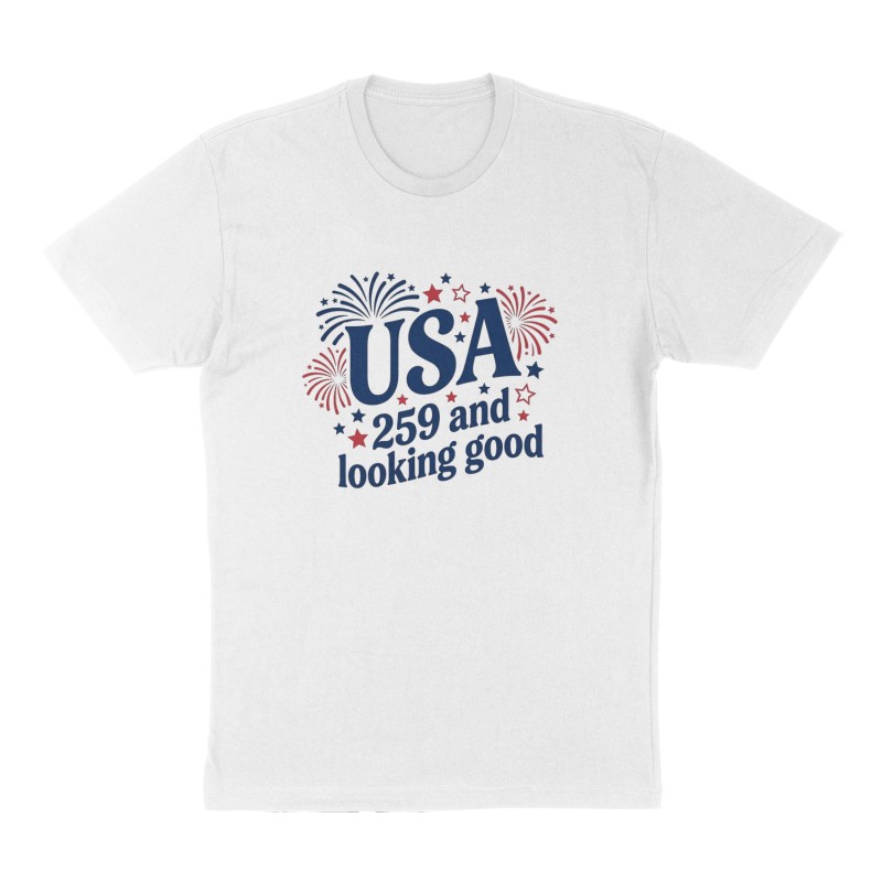 Custom t-shirt: "USA", Front print, white shirt