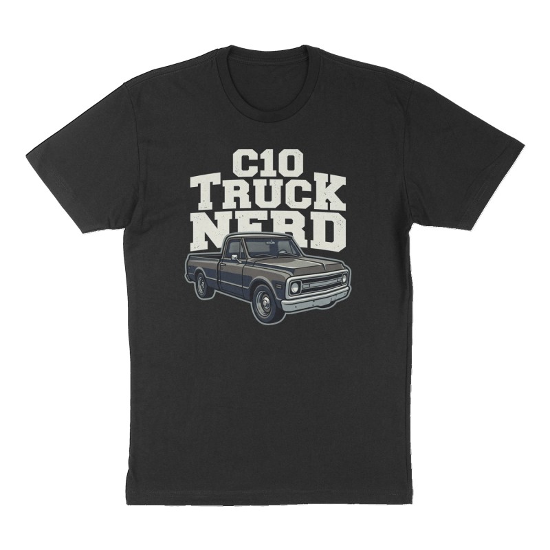 Custom t-shirt: "C10 Truck Nerd", Front print, black shirt