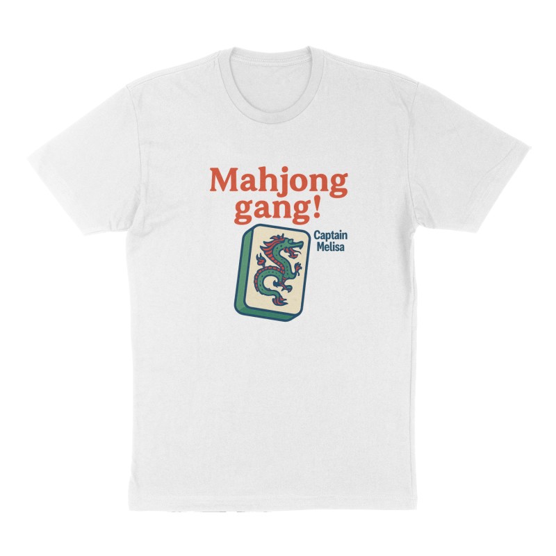 Custom t-shirt: "Mahjong gang! ", Front print, white shirt