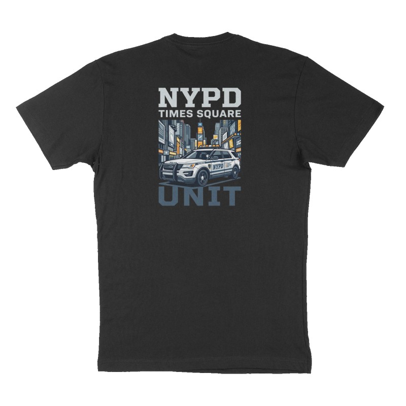Custom t-shirt: "Nypd Times Square unit ", Back print, black shirt