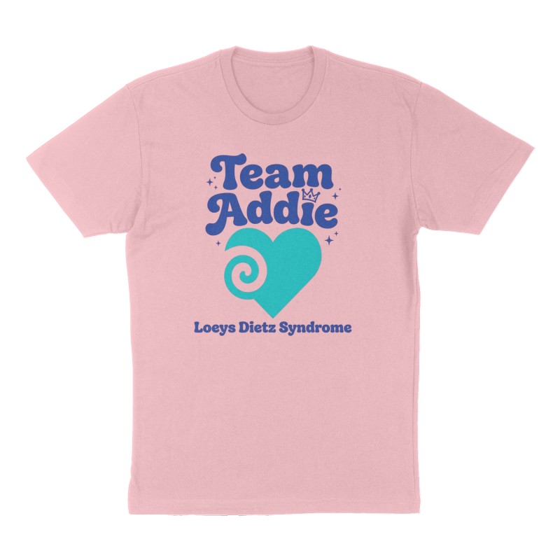 Custom t-shirt: "Team Addie", Front print, pink shirt