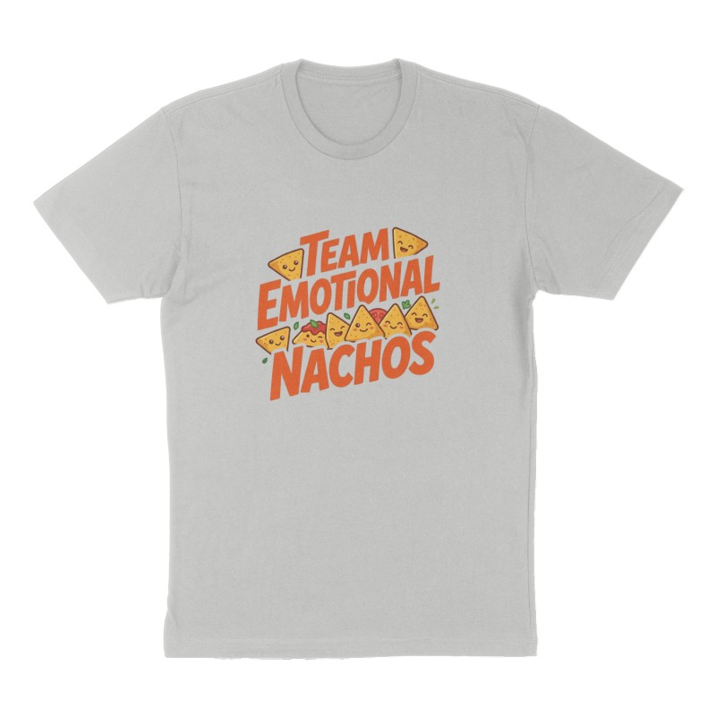 Custom t-shirt: "Team Emotional Nachos", Front print, heather-gray shirt