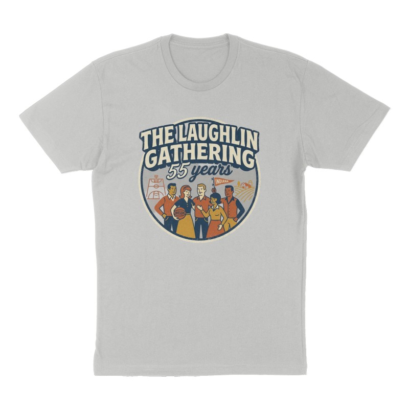 Custom t-shirt: "The Laughlin Gathering ", Front print, heather-gray shirt