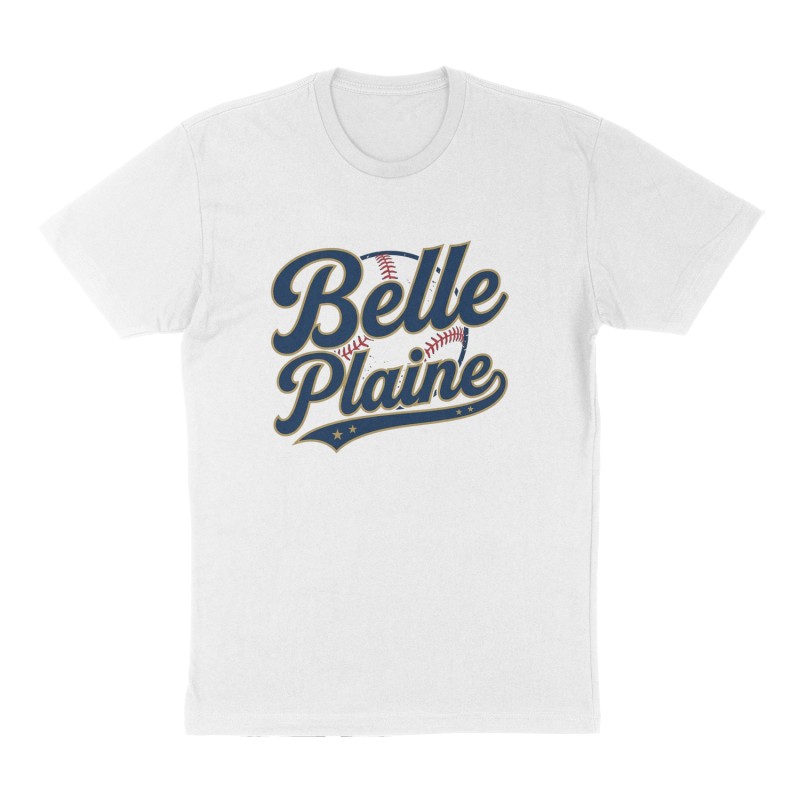Custom t-shirt: "Belle Plaine", Front print, white shirt