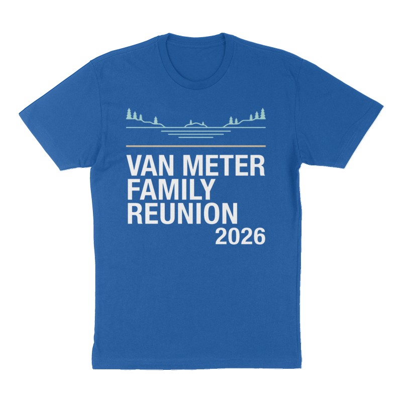 Custom t-shirt: "Van Meter Family Reunion", Front print, royal-blue shirt