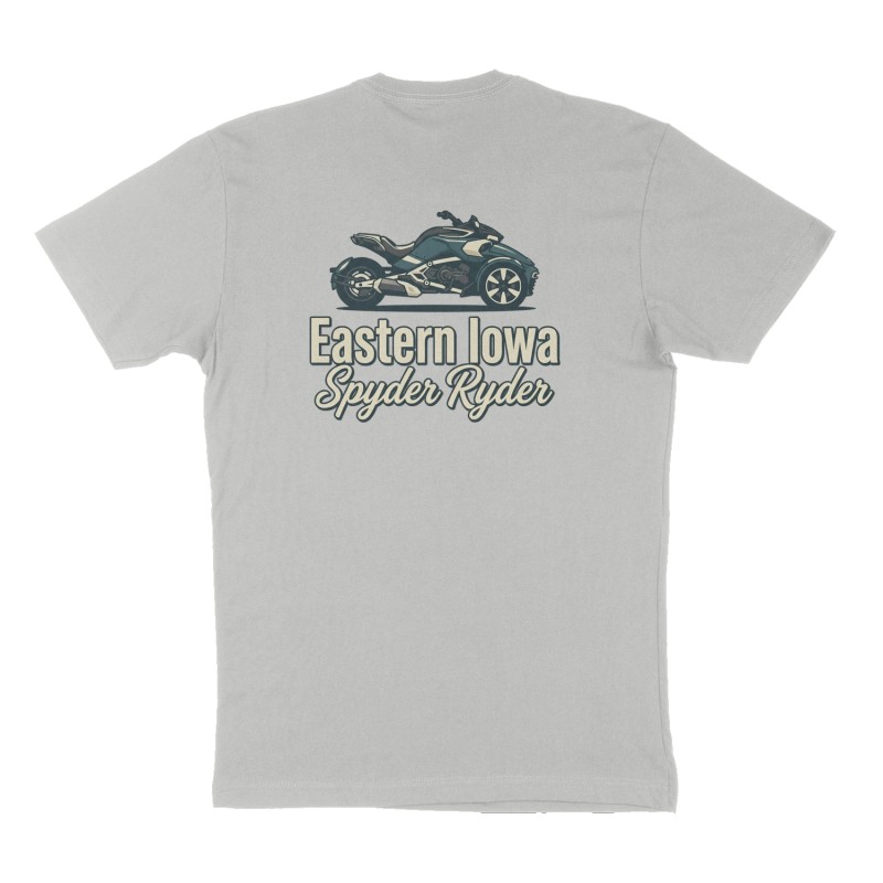 Custom t-shirt: "Eastern Iowa Spyder Ryder", Back print, heather-gray shirt