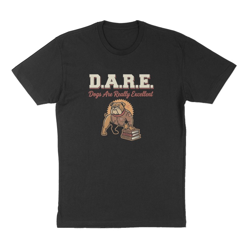 Custom t-shirt: "D.A.R.E.", Front print, black shirt
