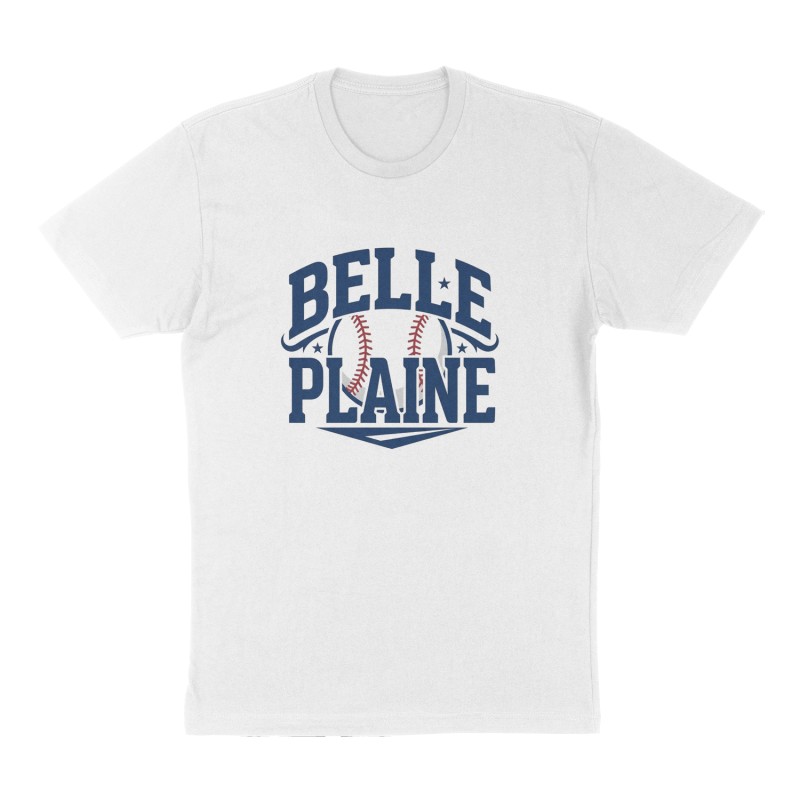 Custom t-shirt: "Belle Plaine", Front print, white shirt