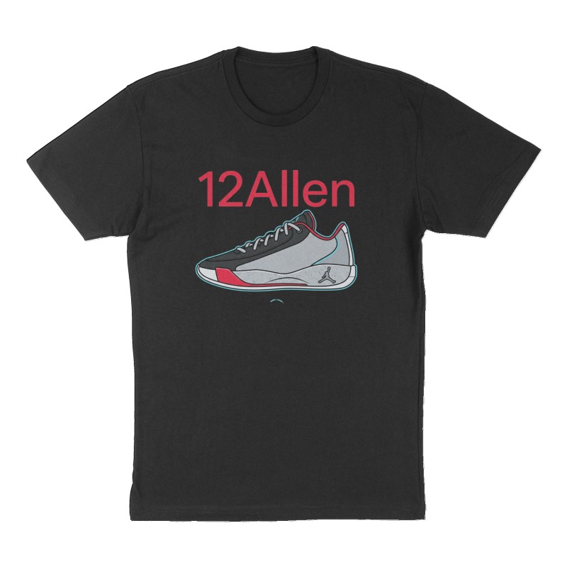 Custom t-shirt: "12Allen", Front print, black shirt
