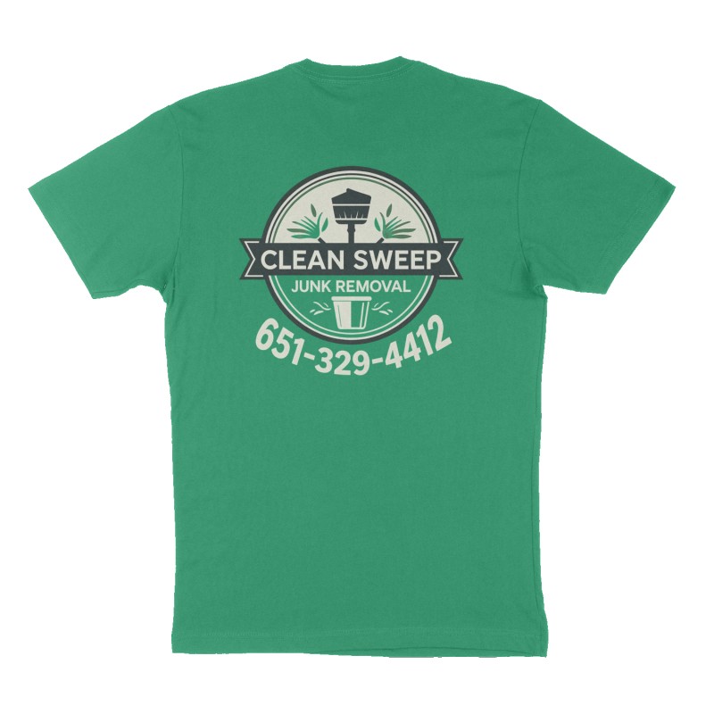 Custom t-shirt: "651-329-4412 ", Back print, green shirt