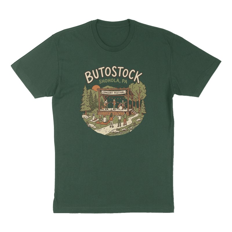 Custom t-shirt design, Front print, forest-green shirt