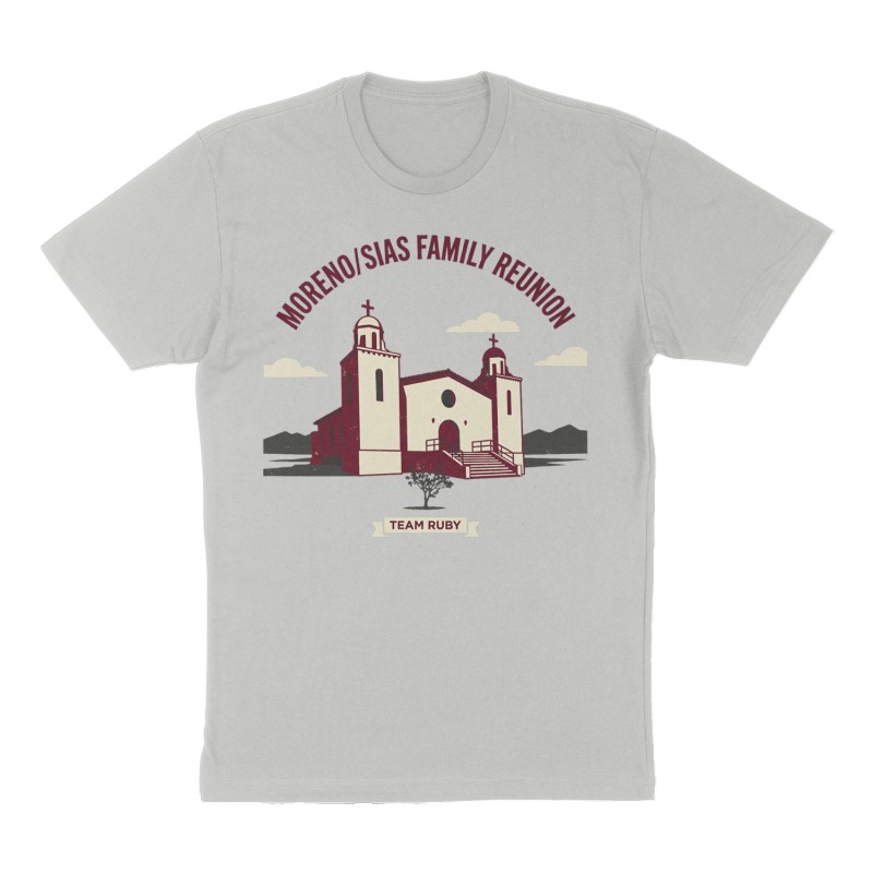 Custom t-shirt: "Moreno/Sias Family Reunion", Front print, heather-gray shirt