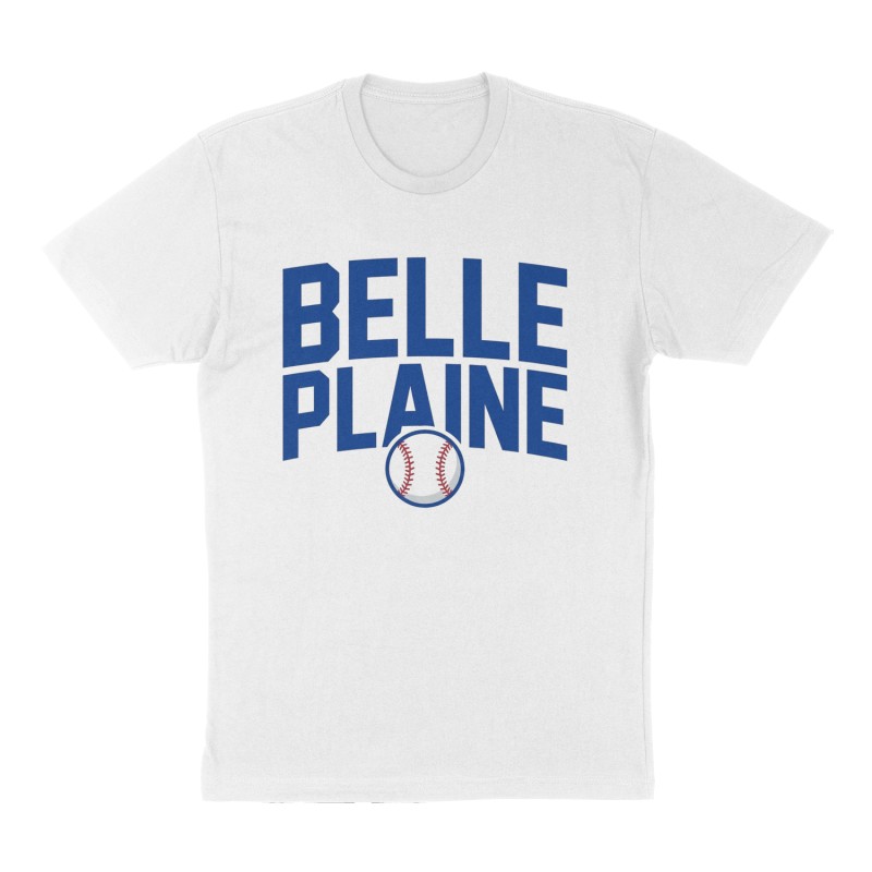 Custom t-shirt: "Belle Plaine", Front print, white shirt