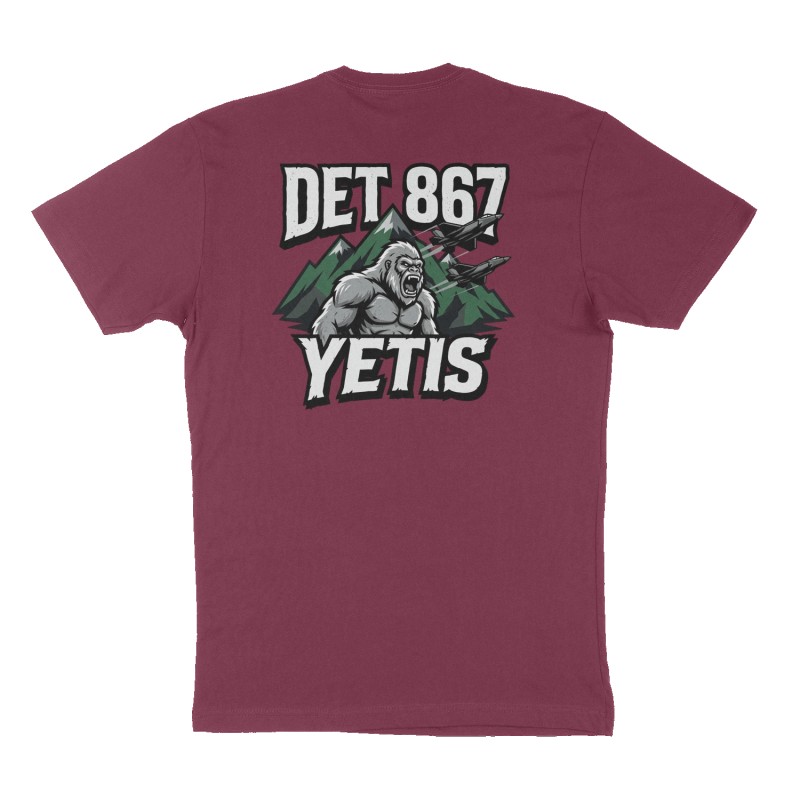 Custom t-shirt: "DET 867", Back print, maroon shirt