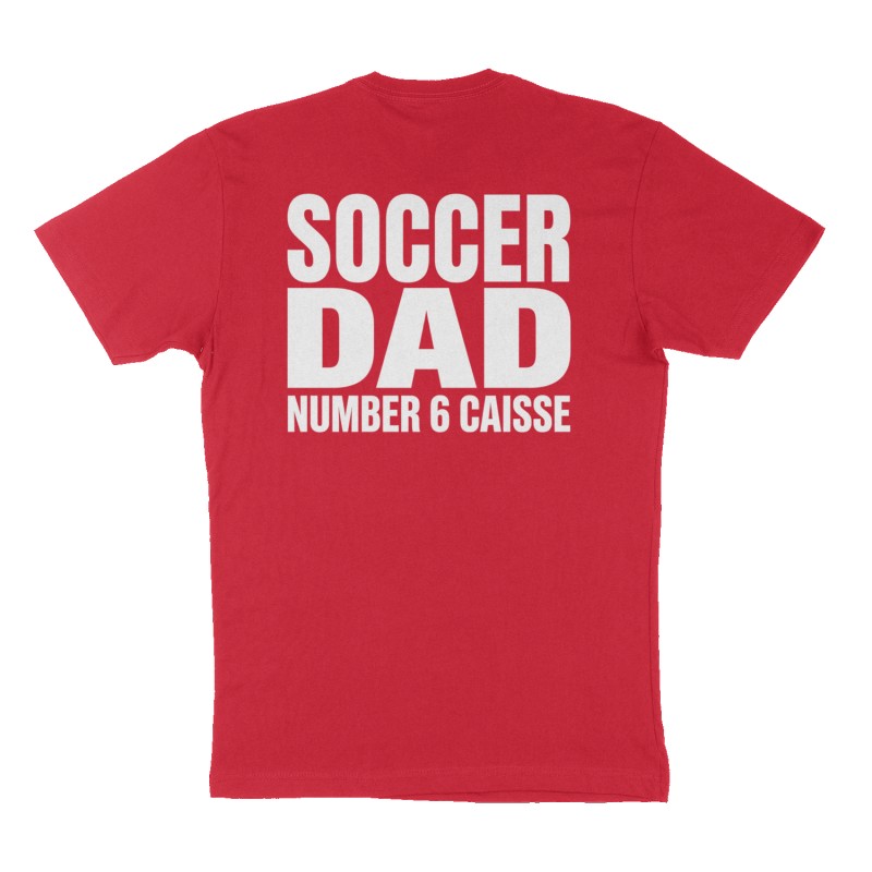 Custom t-shirt: "SOCCER DAD", Back print, red shirt