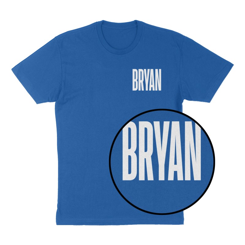 Custom t-shirt: "Bryan", Left Chest print, royal-blue shirt