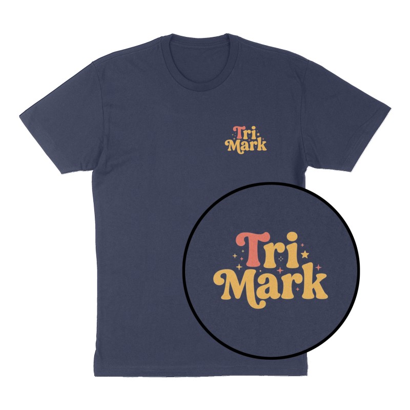 Custom t-shirt: "TriMark", Left Chest print, navy shirt