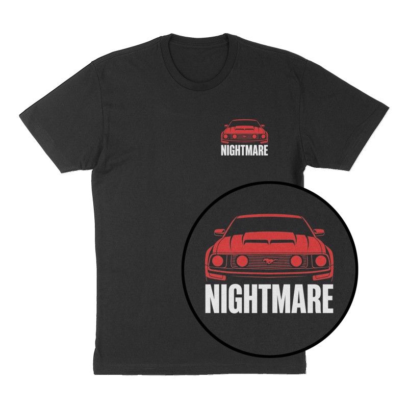 Custom t-shirt: "Nightmare", Left Chest print, black shirt