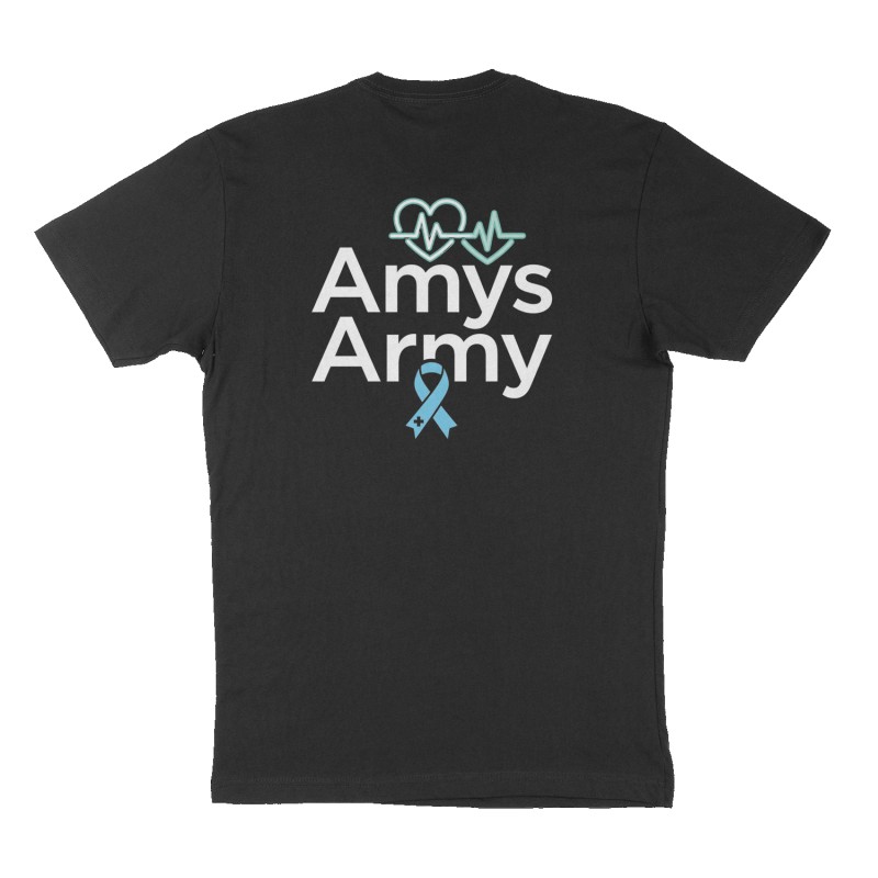 Custom t-shirt: "Amys Army", Back print, black shirt