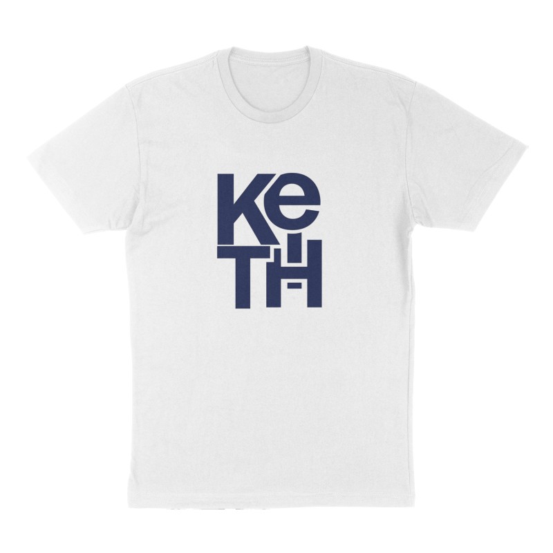 Custom t-shirt: "KEITH", Front print, white shirt