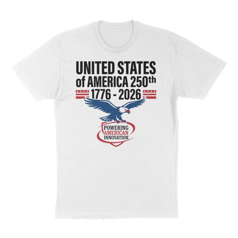 Custom t-shirt: "UNITED STATES of AMERICA 250th Anniversary 1776 - 2026", Front print, white shirt