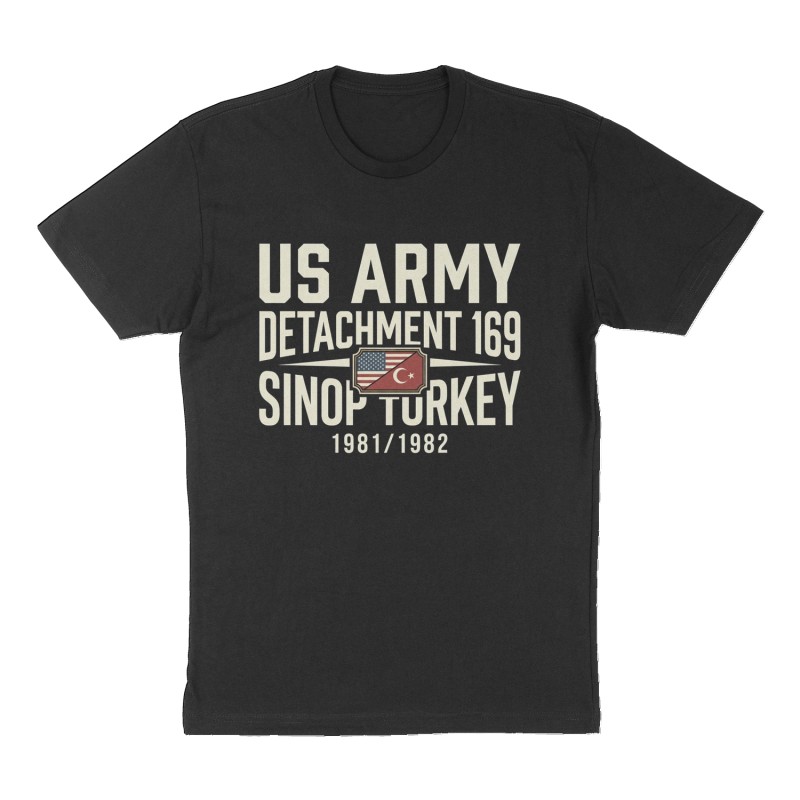 Custom t-shirt: "US Army Detachment 169 Sinop Turkey ", Front print, black shirt