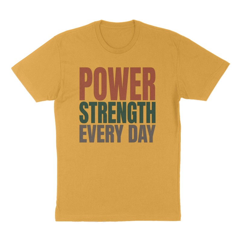 Custom t-shirt design, Front print, mustard-yellow shirt