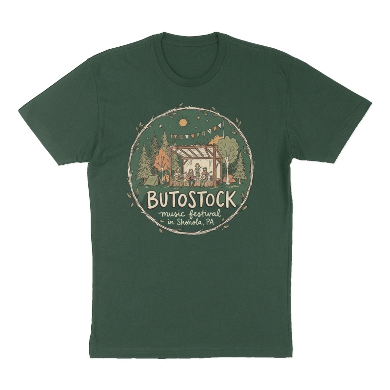 Custom t-shirt design, Front print, forest-green shirt