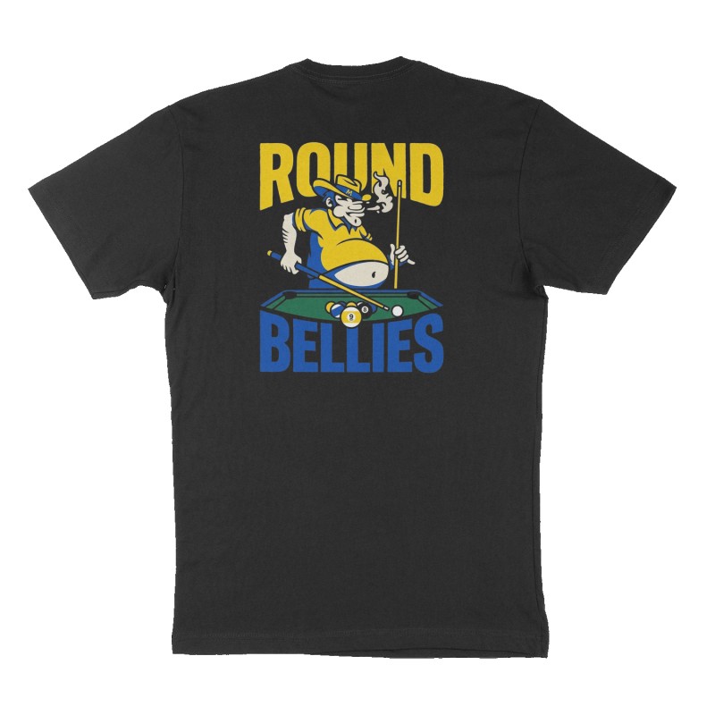 Custom t-shirt: "Round Bellies ", Back print, black shirt