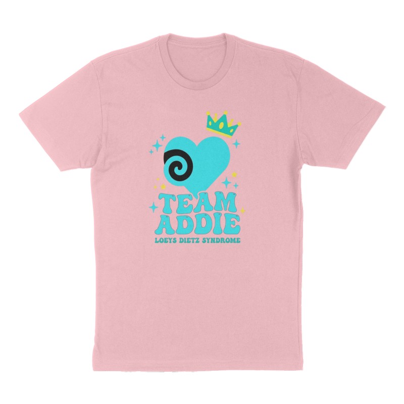 Custom t-shirt: "Team Addie", Front print, pink shirt