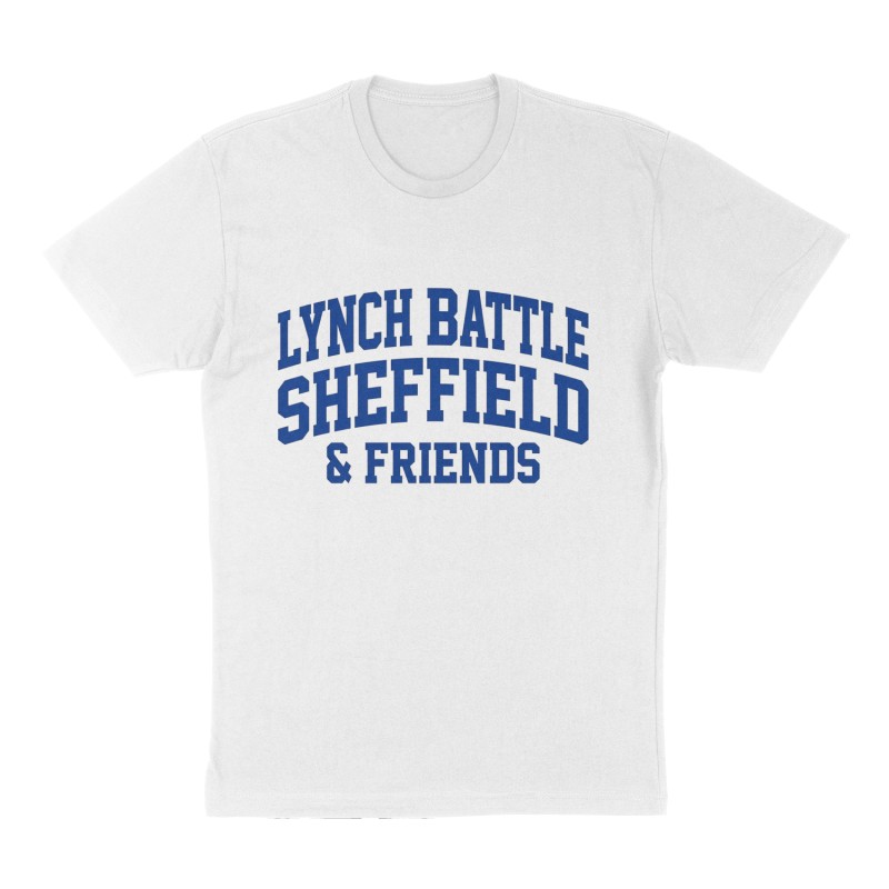 Custom t-shirt: "Lynch, Battle, Sheffield & Friends", Front print, white shirt