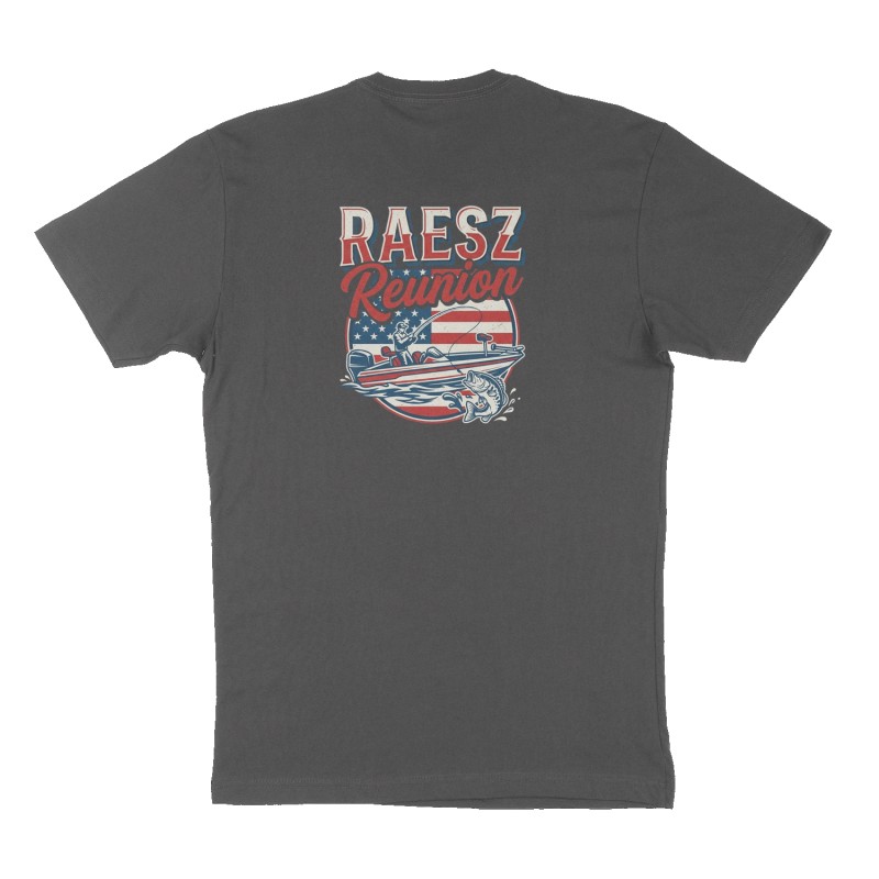 Custom t-shirt: "Raesz Reunion", Back print, charcoal shirt