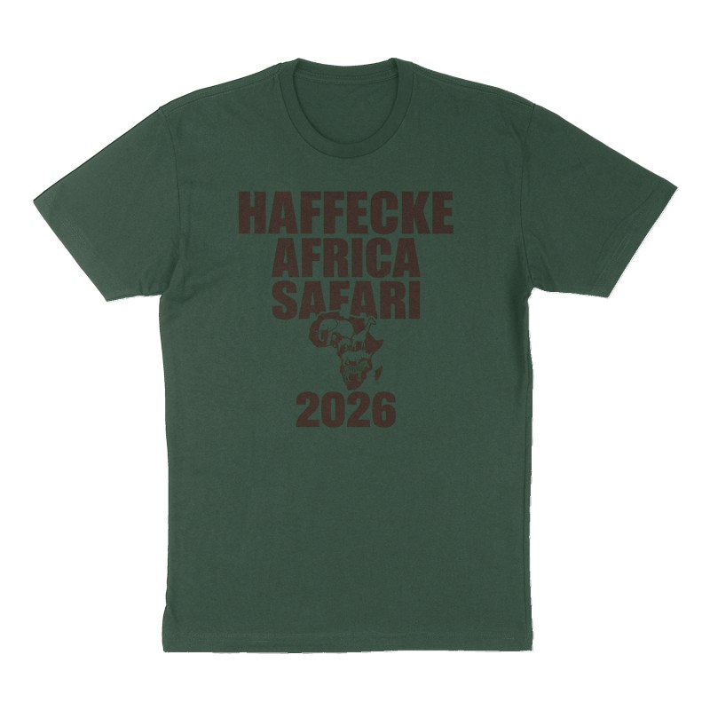 Custom t-shirt: "Haffecke Africa Safari 2026", Front print, forest-green shirt