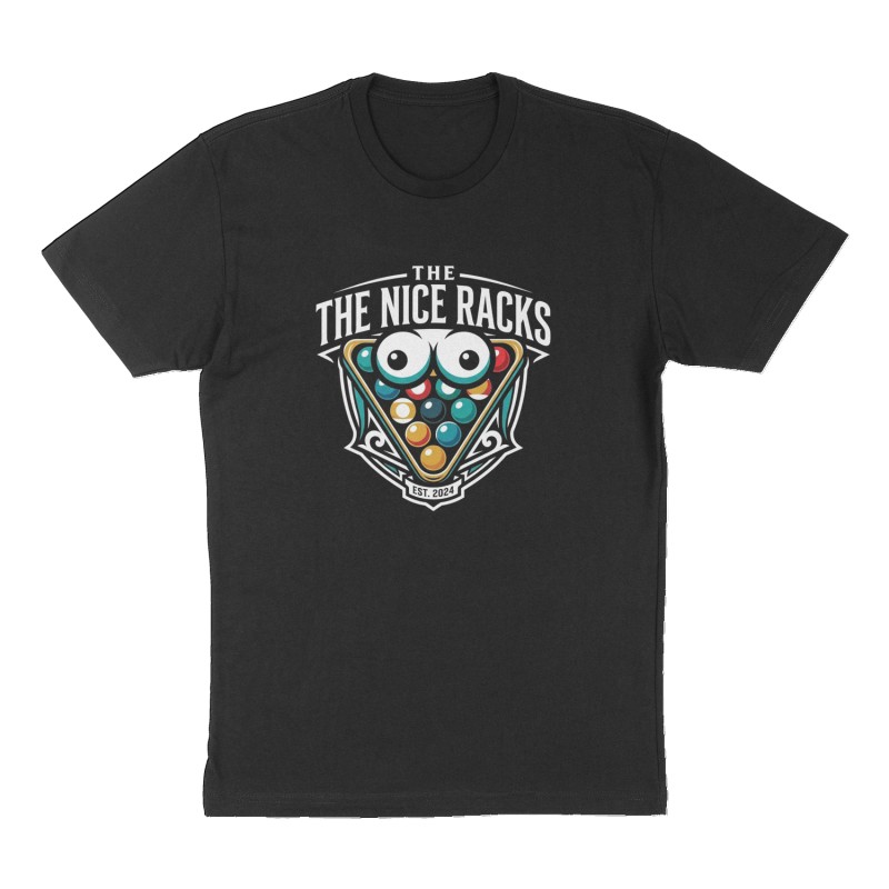 Custom t-shirt: "The Nice Racks", Front print, black shirt