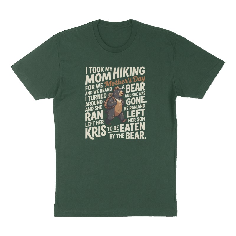 Custom t-shirt design, Front print, forest-green shirt