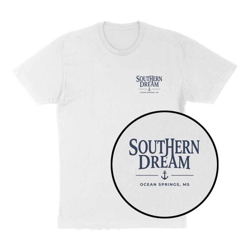 Custom t-shirt: "SOUTHERN DREAM", Left Chest print, white shirt